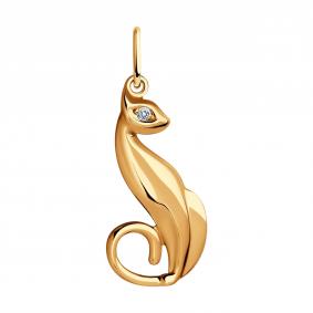 Золотая подвеска Diamant 51-130-01698-1 с фианитом 51-130-01698-1 фото