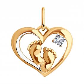 Золотая подвеска Diamant 51-130-02014-1 с фианитом 51-130-02014-1 фото