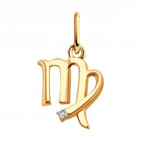 Золотая подвеска Знак зодиака Дева Diamant с фианитом 51-130-02624-1 51-130-02624-1 фото