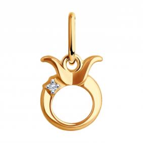 Золотая подвека Знак зодиака Телец Diamant с фианитом 51-130-02625-1 51-130-02625-1 фото