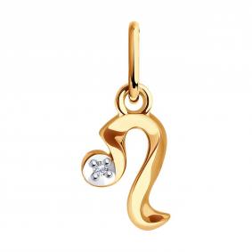 Золотая подвеска Знак зодиака Лев Diamant с фианитом 51-130-02626-1 51-130-02626-1 фото