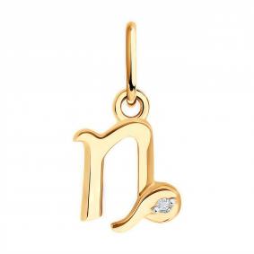 Золотая подвеска Знак зодиака Козерог Diamant с фианитом 51-130-02634-1 51-130-02634-1 фото