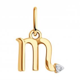 Золотая подвеска знак зодиака Скорпион Diamant с фианитом 51-130-02636-1 51-130-02636-1 фото