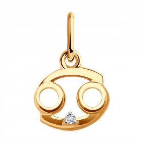 Золотая подвеска знак зодиака Рак Diamant с фианитом 51-130-02731-1 51-130-02731-1 фото