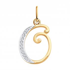 Золотая подвеска-буква О Diamant с фианитом 51-130-02884-1 51-130-02884-1 фото