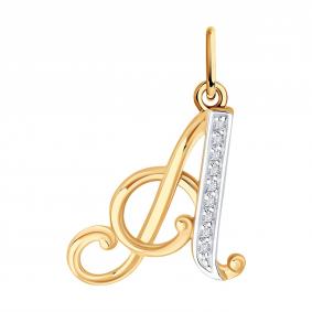 Золотая подвеска-буква А Diamant с фианитом 51-130-02886-1 51-130-02886-1 фото