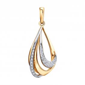 Золотая подвеска Diamant 51-130-03029-1 с фианитом 51-130-03029-1 фото
