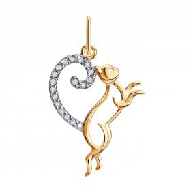 Золотая подвеска Diamant 51-130-03180-1 с фианитом 51-130-03180-1 фото