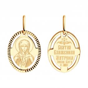 Золотая подвеска-иконка Святая блаженная Матрона Diamant 51-132-02426-4 51-132-02426-4 фото