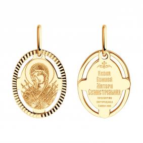Золотая подвеска-иконка Божией Матери Семистрельная Diamant 51-132-02426-7 51-132-02426-7 фото