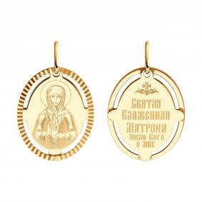 Золотая подвеска-иконка Святая блаженная Матрона Московская SOKOLOV 51-132-02427-4 51-132-02427-4 фото