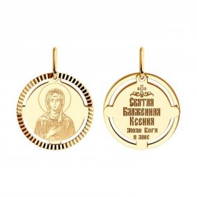 Золотая подвеска-иконка Святая блаженная Ксения Diamant 51-132-02428-6 51-132-02428-6 фото
