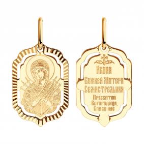 Золотая подвеска-иконка Божией Матери Семистрельная Diamant 51-132-02429-7 51-132-02429-7 фото