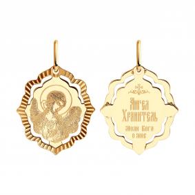 Золотая подвеска-иконка Ангел хранитель Diamant 51-132-02443-3 51-132-02443-3 фото