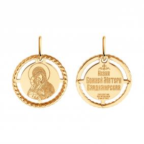 Золотая подвеска Иконка Божией Матери Владимирская Diamant 51-132-02839-1 51-132-02839-1 фото