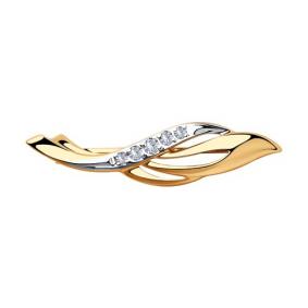 Золотая брошь Diamant 51-140-00313-1 с фианитом 51-140-00313-1 фото