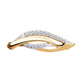 Золотая брошь Diamant 51-140-00319-1 с фианитом 51-140-00319-1 фото