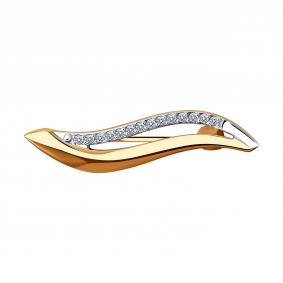 Золотая брошь Diamant 51-140-01745-1 с фианитом 51-140-01745-1 фото