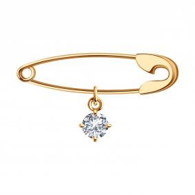 Золотая булавка Diamant 51-140-02706-1 с фианитом 51-140-02706-1 фото