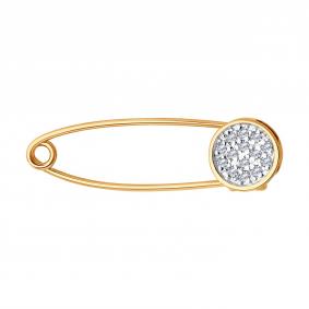 Золотая булавка Diamant 51-140-02720-1 с фианитом 51-140-02720-1 фото