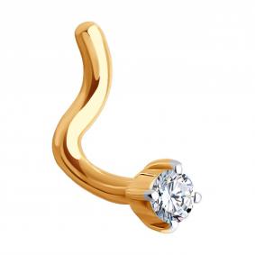 Золотой пирсинг в нос Diamant с фианитом 51-160-02237-1 51-160-02237-1 фото
