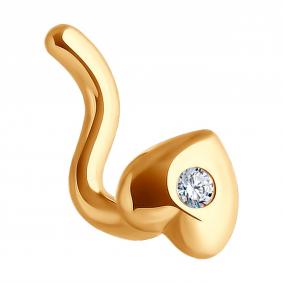 Золотой пирсинг в нос Diamant с фианитом 51-160-02246-1 51-160-02246-1 фото