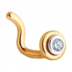 Золотой пирсинг в нос Diamant с фианитом 51-160-02285-1 51-160-02285-1 фото