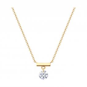 Золотое колье Diamant 51-170-00487-1 с фианитом 51-170-00487-1 фото