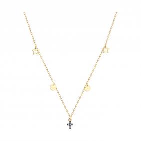 Золотое колье Крест Diamant с фианитом 51-170-01649-1 51-170-01649-1 фото