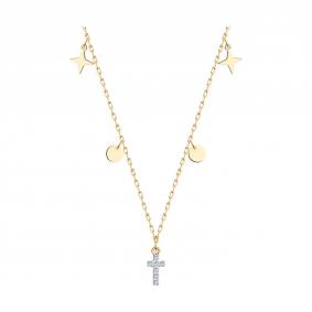 Золотое колье-крест Diamant с фианитом 51-170-01911-1 51-170-01911-1 фото