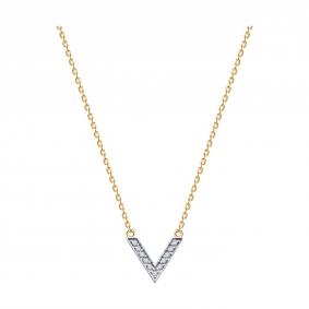 Золотое колье Diamant 51-170-02160-4 с фианитом 51-170-02160-4 фото