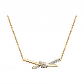 Золотое колье Diamant 51-170-02971-1 с фианитом 51-170-02971-1 фото