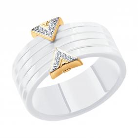Золотое кольцо Diamant 51-210-00150-1 с бриллиантом и керамикой 51-210-00150-1 фото