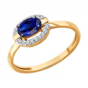 Золотое кольцо SOKOLOV 51-210-00960-1 с бриллиантом и сапфиром 51-210-00960-1 фото