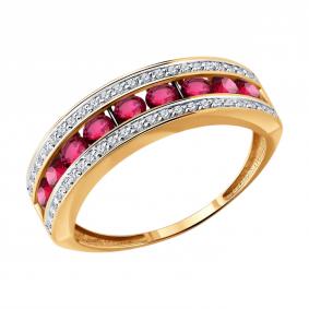 Золотое кольцо Diamant 51-210-01064-1 с бриллиантом и рубином 51-210-01064-1 фото