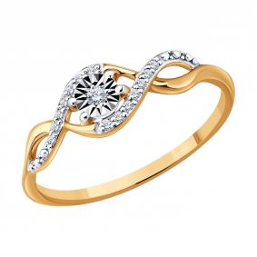 Золотое кольцо Diamant 51-210-01247-1 с бриллиантом 51-210-01247-1 фото