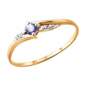 Золотое кольцо SOKOLOV 51-210-01272-1 с бриллиантом и танзанитом 51-210-01272-1 фото