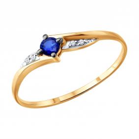 Золотое кольцо SOKOLOV 51-210-01272-2 с бриллиантом и сапфиром 51-210-01272-2 фото