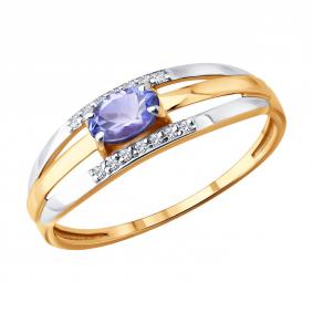 Золотое кольцо SOKOLOV 51-210-01279-1 с бриллиантом и танзанитом 51-210-01279-1 фото