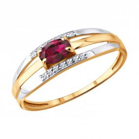 Золотое кольцо Diamant 51-210-01279-2 с бриллиантом и рубином 51-210-01279-2 фото