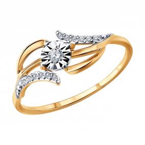 Кольцо из комбинированного золота Diamant 51-210-01284-1 с бриллиантом 51-210-01284-1 фото