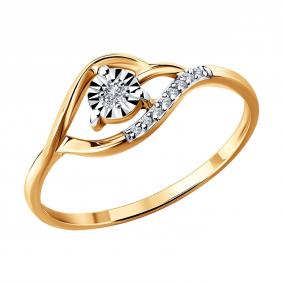 Кольцо из комбинированного золота Diamant 51-210-01416-1 с бриллиантом 51-210-01416-1 фото