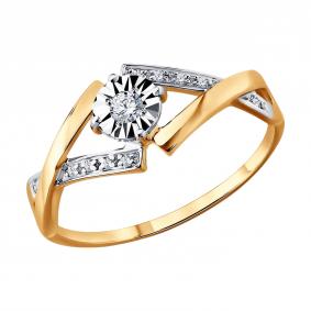 Золотое кольцо Diamant 51-210-01837-1 с бриллиантом 51-210-01837-1 фото
