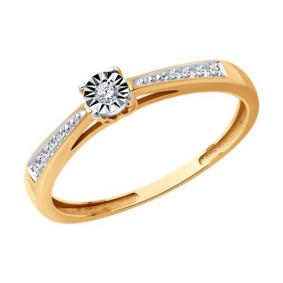 Золотое кольцо Diamant 51-210-01943-1 с бриллиантом 51-210-01943-1 фото