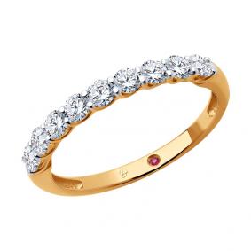 Золотое кольцо Diamant 51-210-02523-1 с рубином и бриллиантом выращенным 51-210-02523-1 фото
