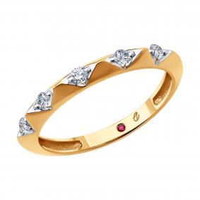 Золотое кольцо Diamant 51-210-02528-1 с рубином и бриллиантом выращенным 51-210-02528-1 фото
