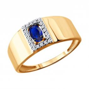 Золотое кольцо Diamant 51-210-02677-1 с бриллиантом и сапфиром 51-210-02677-1 фото