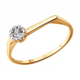 Кольцо из комбинированного золота Diamant 51-210-02696-1 с бриллиантом 51-210-02696-1 фото