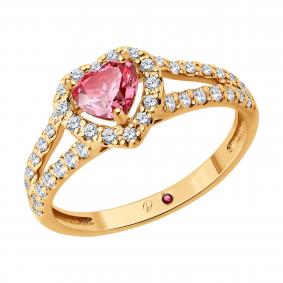 Золотое кольцо Diamant 51-210-02817-1 с рубином и бриллиантом выращенным 51-210-02817-1 фото