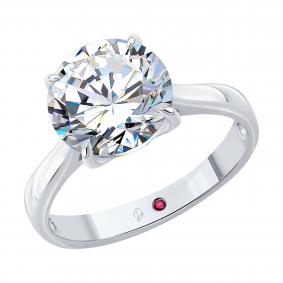 Кольцо из белого золота Diamant 51-210-02874-1 с рубином и бриллиантом выращенным 51-210-02874-1 фото
